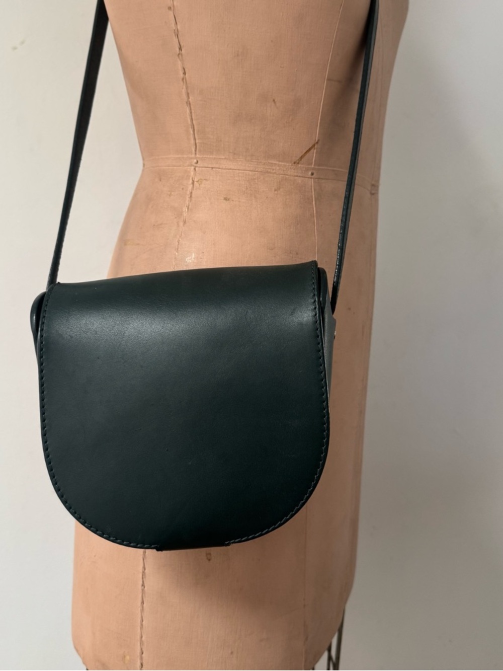 COS Dark Green Crossbody Leather Saddle Bag - Picture 6 of 16